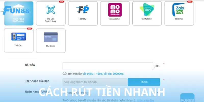 Cách thực hiện rút tiền về ví