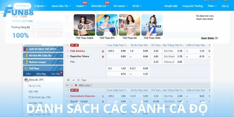 Top sảnh cược bóng đá chất lượng nhất